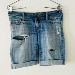 Abercrombie & Fitch Vintage Y2K Distressed Jean Shorts Rolled Hem Size 00